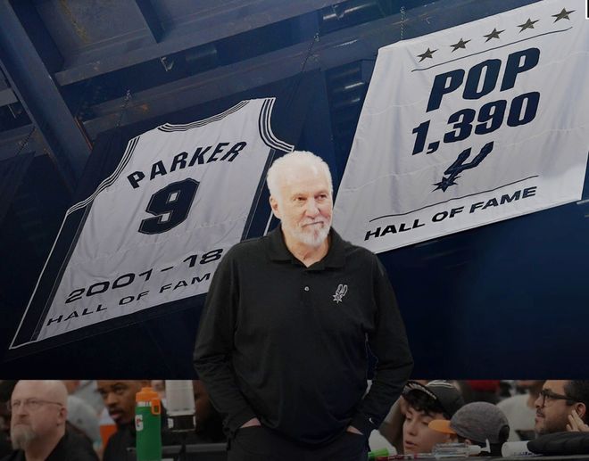 马刺主场揭幕战迎胜利 波波维奇“1390胜”旗帜悄然升起